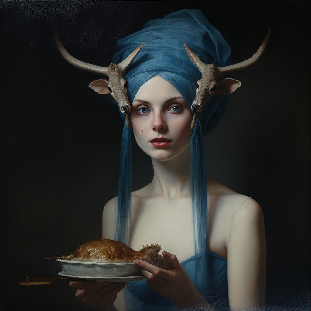 Antlered Muse with Autumn's Bounty